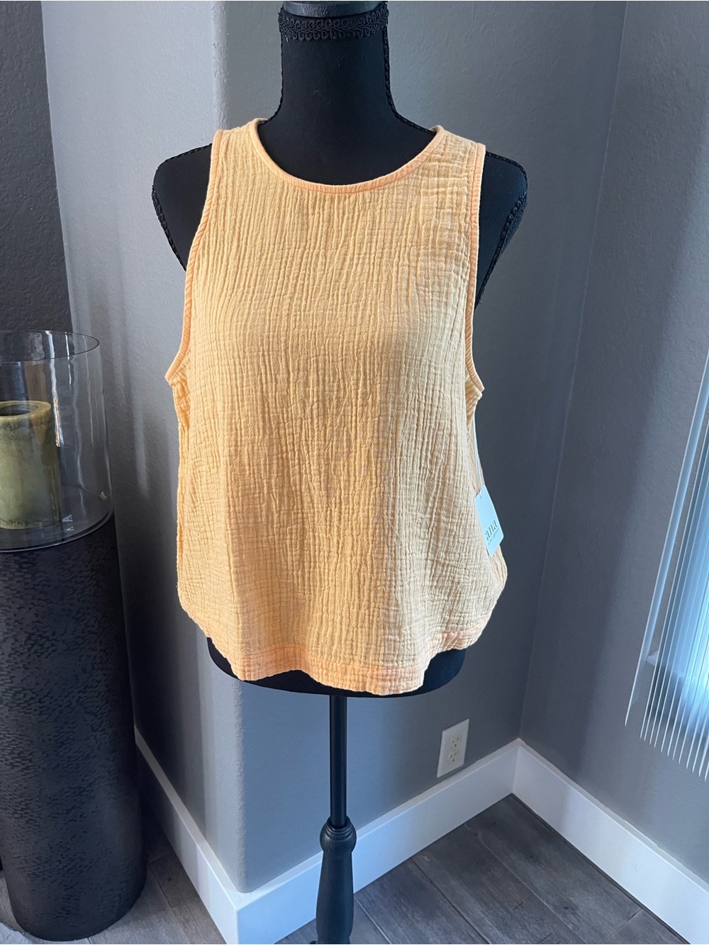 ‘ANA’ Florida Mango Gold Sleeveless Textured Tank Top